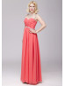 Coral Chiffon Beaded Prom Dress For Mother Of The Bride